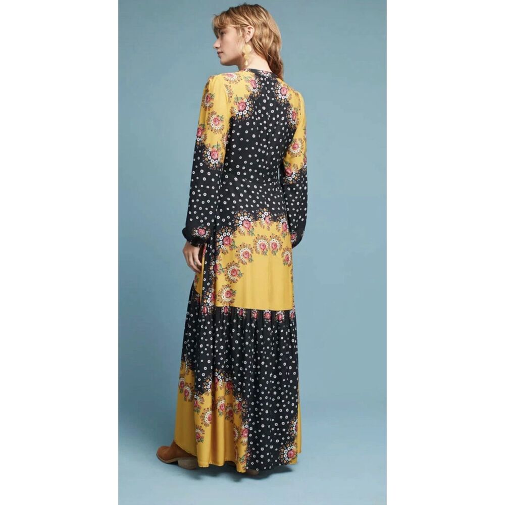 Farm Rio Anthropologie Floral Blocked Maxi Dress - Picture 2 of 13